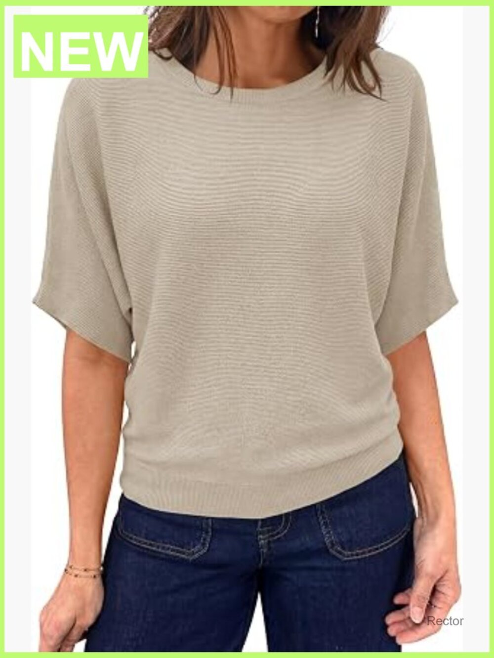 Womens Short Sleeve Sweater Boat Neck Batwing Knit Top Loose Fit Casual